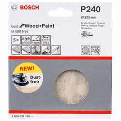 Abrasif maillé Bosch M480; 125 mm; P240; 5 unités