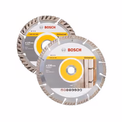 Description générale Lot de 2 disques diamant spécial maçon de 125 et 230 mm BOSCH Professionnel. Ces disques sont conçus pou ...