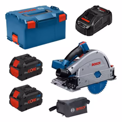 Scie circulaire plongeante sans fil BITURBO BOSCH GKT 18V-52 GC 2 x 5.5Ah Le mariage entre la batterie ProCORE 18V et le mote ...
