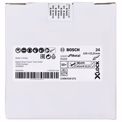 Papier de verre pour meuleuse d'angle Bosch X-LOCK Expert for Metal R444; K 24; 125x22,23 mm