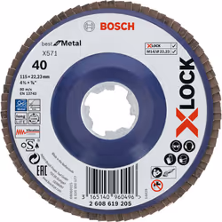 Bosch 2 608 619 205, Disque abrasif, Moyeu déporté, Acier inoxydable, Acier, Toutes marques, 2,22 cm, 11,5 cm