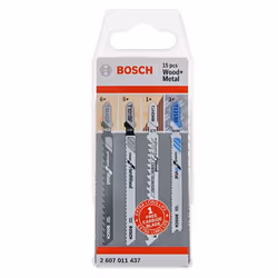 Bosch 2 607 011 437, Lames de scie sauteuse, Métal, Bois, 15 pièce(s), Ampoule