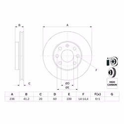 Disque de frein BOSCH 0 986 478 192, avant, ventilé, à haute teneur en carbone, 1 pièce - Vue supplémentaire 7