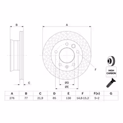 Disque de frein BOSCH 0 986 478 849, avant, ventilé, à haute teneur en carbone, 1 pièce - Vue supplémentaire 7