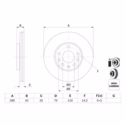 Disque de frein BOSCH 0 986 478 883 avant, ventilé, à haute teneur en carbone, 1 pièce - Vue supplémentaire 7