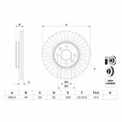 Disque de frein BOSCH 0 986 478 590 avant, ventilé, à haute teneur en carbone, 1 pièce - Vue supplémentaire 7