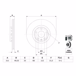 Disque de frein BOSCH 0 986 479 057 avant, ventilé, à haute teneur en carbone, 1 pièce - Vue supplémentaire 7