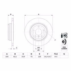 Disque de frein BOSCH 0 986 479 056 arrière, ventilé, à haute teneur en carbone, 1 pièce - Vue supplémentaire 6