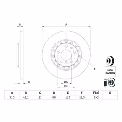 Disque de frein BOSCH 0 986 479 062 arrière, ventilé, à haute teneur en carbone, 1 pièce - Vue supplémentaire 7