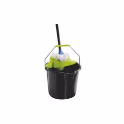 Facile à utiliser, la frange s'essore par simple torsion. Composé de : 1 seau plastique 14 l, avec anse et essoreur. Balai à  ...