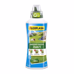 Engrais gazon liquide 3 en 1, Utilisable en Agriculture Biologique*, a pulvériser. Sa formulation spécifique permet de fertil ...