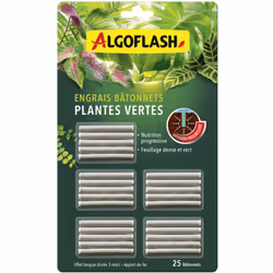 Les bâtonnets d'engrais pour plantes vertes Algoflash renferment les éléments nutritifs essentiels tels que l'azote, le phosp ...