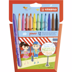 STABILO power, Moyen, 12 couleurs, Multicolore, Pointe ogive, 2 mm, Multicolore