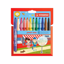 STABILO Power Max, Bold, 12 couleurs, Multicolore, Pointe ogive, 3 mm, Multicolore