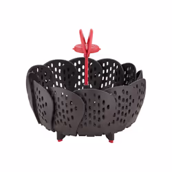 Tefal K2071614 Ingenio Panier Vapeur Silicone noir et rouge ustensile de cuisine ingénieux sans bisphénol A