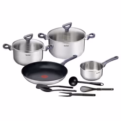 Tefal Daily Cook G713SB, Ensemble mixte, Acier inoxydable, Acier inoxydable, Titane, Gris, Verre