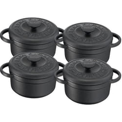 TEFAL E223S404 Set de 4 Minis Cocottes fonte dacier Pièrre Gagnaire Heritage Ronde - 10 cm - 03L - Tous feux dont Induction -