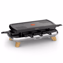 Tefal RE610 raclette 8 personne(s) 1350 W Noir, Acier inoxydable, Bois