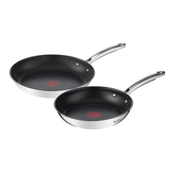 TEFAL G732S255 DUETTO Set 2 poeles 24/28 cm inox tous feux dont induction revetement anti adhésif