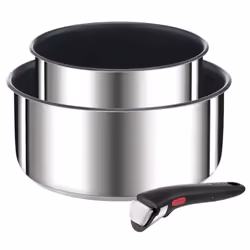 Tefal Ingenio Preference L9739202, Ensemble d’ébullition, Chrome, Acier inoxydable, Acier inoxydable, Noir, Amovible