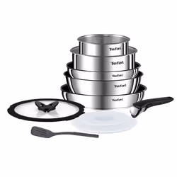 Tefal Ingenio L925SA14, Ensemble mixte, Acier inoxydable, Acier inoxydable, Titane Pro, Noir, Thermo-Spot