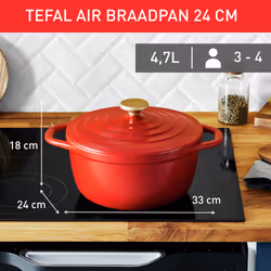 Tefal Air E2544604 casserole à sauce 4,7 L Rond Rouge