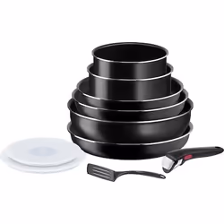 Tefal L1599802, Ensemble mixte, Noir, Aluminium, Noir, Thermo-Spot, Amovible