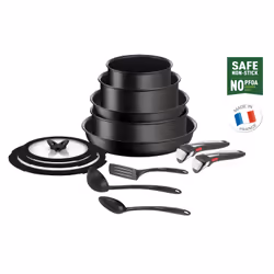 Tefal Ingenio L3959343, Ensemble mixte, Noir, Aluminium, Titane, Noir, Verre
