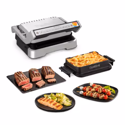 Tefal OptiGrill 4in1 GC774D30, Noir, Argent, Rectangulaire, Boutons, 1 zone(s), Couvercle à charnière, Statut