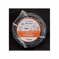 Câble électrique souple noir 3G1.5mm² R10 (bobine de 10m) H07RN-F TITANEX NEXANS H07RN-F TITANEX 3G1,5 couronne de 10m Câble  ...