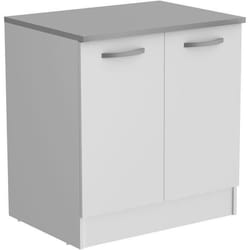 Oslo Meuble Bas 2 Portes + Plan - Décor Blanc - L 80 X P 60 X H 86 Cm