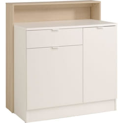KEY - Meuble multifonctions - Module cuisine 2 portes 1 tiroir / Bar / Travail - 1035 x 59 x 115 cm - Chêne / Blanc - PARISOT