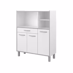 READY Combiné de cuisine 60 cm - 3 portes 1 tioir - Poignées en plastique décor chrome mat - Pieds en plastique décor alu - P ...