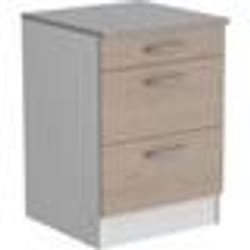 OSLO Meuble Bas 3 tiroirs + plan - Décor Chêne Jackson - L 60 x P 60 x H 86 cm