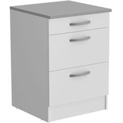 OSLO Meuble Bas 3 tiroirs + plan - Décor blanc - L 60 x P 60 x H 86 cm