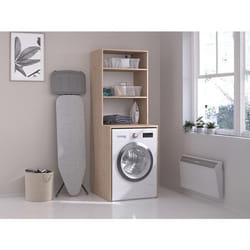 Meuble Pour Machine À Laver Avec Étagères - Naturel Clair - L65 X H184 Cm - Erkano