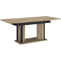 Table à manger avec allonge - OSTARA - Rectangulaire - Chêne / Noir - 8 personnes - 160/1998 x 90 x 78 cm - PARISOT