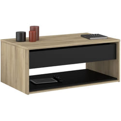 Table basse relevable - OSTARA - Rectangulaire - Chêne / Noir - Relevable - 110 x 65 x 45/672 cm