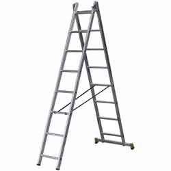 Échelle transformable 2 plans CLT2 2m60/4m00 - 2 positions d’utilisation : en appui, en escabeau - 2x9 barreaux - Patins bi-m ...