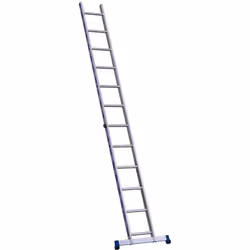 Échelle simple KS 3m95 - 14 barreaux - Niveau à bille - Barreaux striés 4 faces antidérapantes - Stabilisateur en aluminium é ...