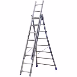 Échelle transformable 3 plans KET3 2m85/6m50 - 3x10 barreaux - Le plan supérieur des 3 plans se détache pour être utilisé en  ...