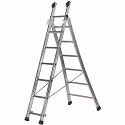 Échelle transformable 2 plans PRT2 3m60/5m85 - 3 positions d’utilisation : en appui, en escabeau, en escalier - 11+12 barreau ...