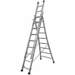 Échelle transformable 3 plans PRT3 3m05/6m70 - 3 positions d’utilisation : en appui, en escabeau, en escalier - 9+2x10 barrea ...