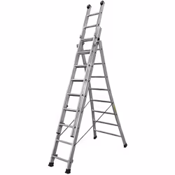 Échelle transformable 3 plans PRT3 3m60/7m80 - 3 positions d’utilisation : en appui, en escabeau, en escalier - 11+2x12 barre ...
