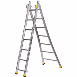 Échelle transformable 2 plans T2 1m95/3m05 - 4 positions d'utilisation : en appui, en escabeau, en escalier, en échelle simpl ...