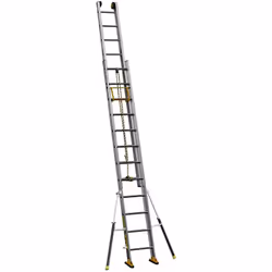 Échelle coulissante 2 plans à cordeC2 STAB' 3m50/6m05 - 2x12 barreaux - Montants en aluminiums surdimensionnés. - Coulissemen ...