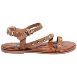Sandale Plate En Cuir À Lanières Cloutées  -  Kaporal - Femme
