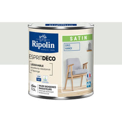 Peinture Murale Toutes Pièces - Satin - 0,5L - Gris Hanoi Ripolin