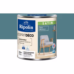 Peinture couleur intérieure Bleu Melville - Aspect Satin - Ultra-Couvrante pour Murs, Boiseries et Radiateurs - Ripolin Cette ...