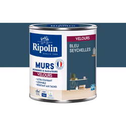Peinture intérieure Bleu Seychelles Velours Ultra-Couvrante pour Murs, Boiseries et Radiateurs - Ripolin La peinture Ripolin  ...
